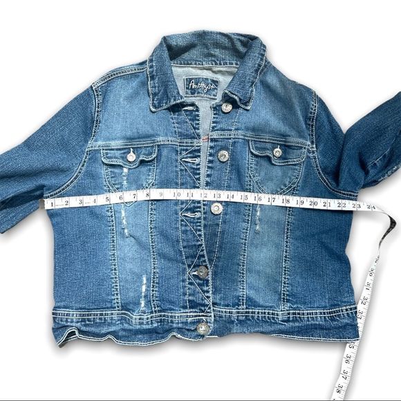 Amethyst Women’s Blue Denim Jacket With Silver Rhinestone Button’s Size 2X - Picture 9 of 14